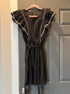 Banana Republic Black Midi Dress with White Trim